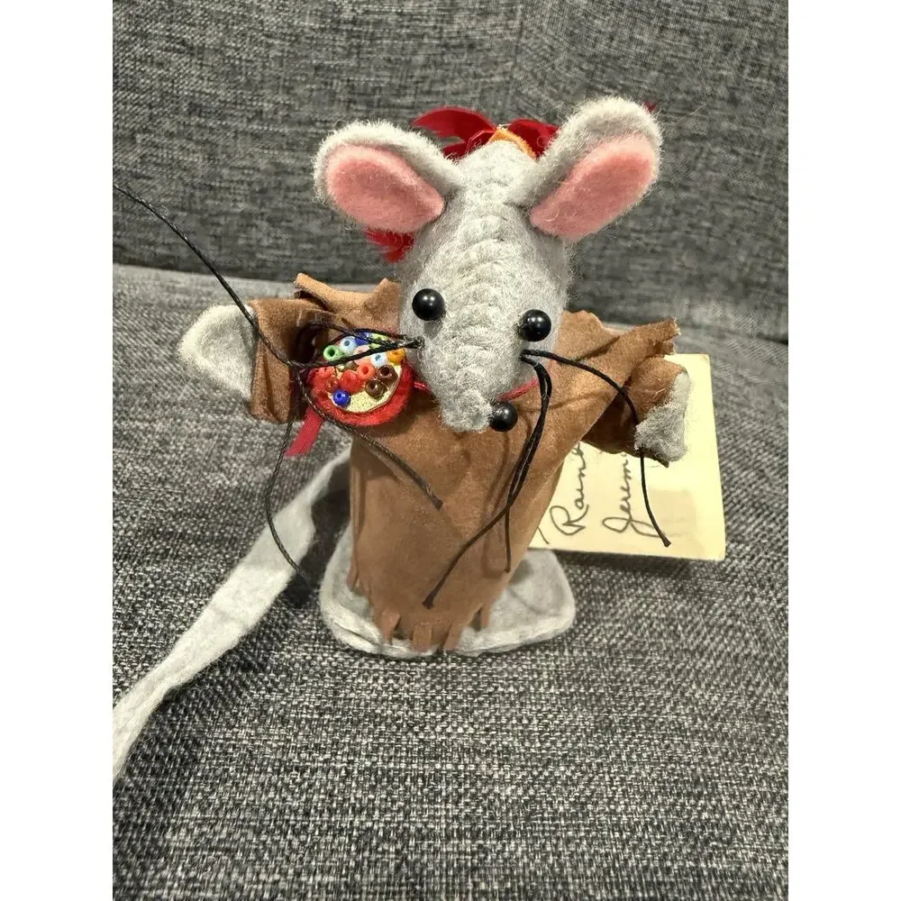 Vintage Bea Clark Mouse House Collection Native American Felt Mouse Jeremiah #6